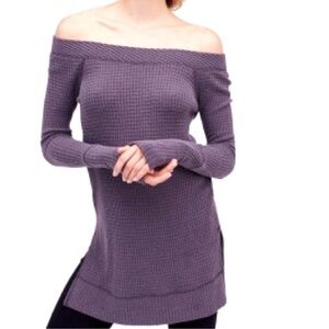 FREE PEOPLE Kate Off-Shoulder/Wide-Neck Thermal Tunic In Purple/Plum Size M✨EUC✨